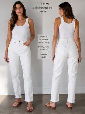 J.Crew Slim Boyfriend Jean in White with Raw Hem Size 29